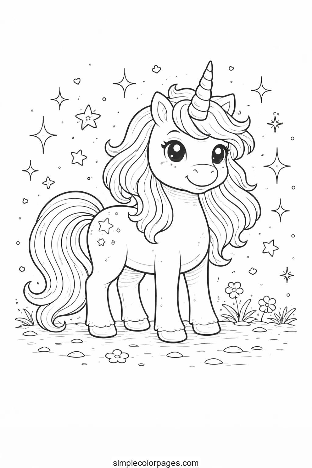 Preview of Unicorn Sparkles Coloring Page